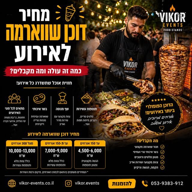 אז מה מחיר דוכן שווארמה לאירוע ?
